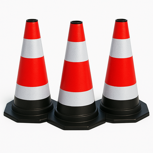 Set 3 conuri avertizare 40 cm – portocalii, plastic flexibil