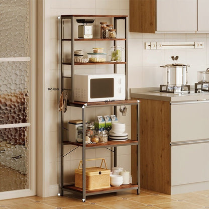 Dulap de Bucatarie Multifunctional Stil Loft cu 6 Rafturi, Maro Retro, 60x40x166 cm