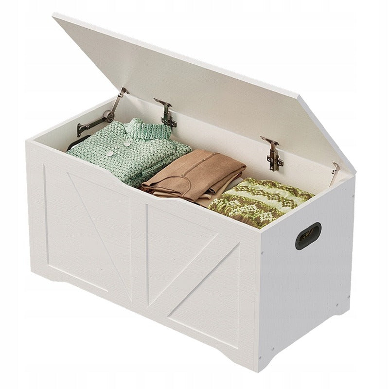 Lada Depozitare din Lemn pentru Lenjerie de Pat, Cufar Alb Stil Loft, 80x40x46 cm
