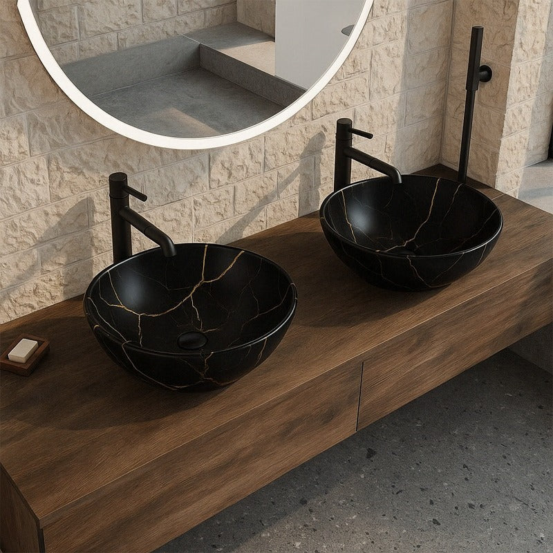 Lavoar ceramic 41x34,5 cm – negru, design modern oval