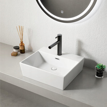 Lavoar pe Blat cu Orificiu Robinet 41x36 cm – Chiuvetă Ceramică Alb Lucios