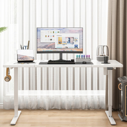 Birou Electric Reglabil pe Inaltime 160x80 cm, Alb, Ergonomic pentru Gaming si Office