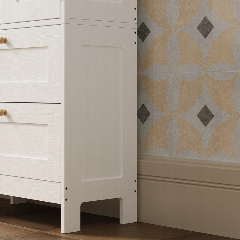 Dulap Independent de Baie cu 2 Sertare si Usi, Alb, 60x30x120 cm, din MDF