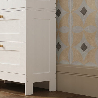 Dulap Independent de Baie cu 2 Sertare si Usi, Alb, 60x30x120 cm, din MDF