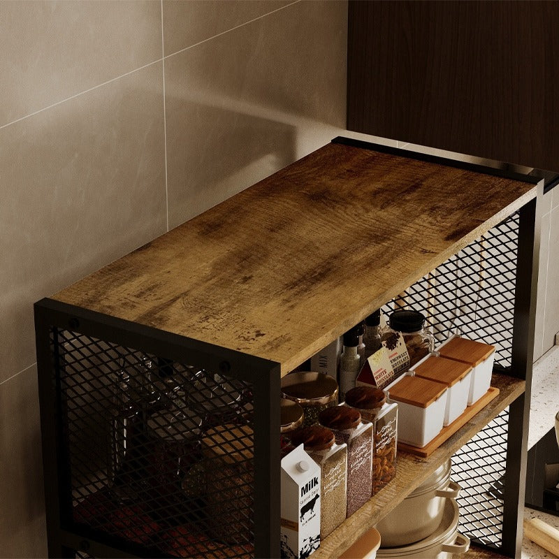 Bufet Inalt Stil Loft cu 2 Usi si Rafturi, Maro Rustic si Metal, 64x30x151 cm