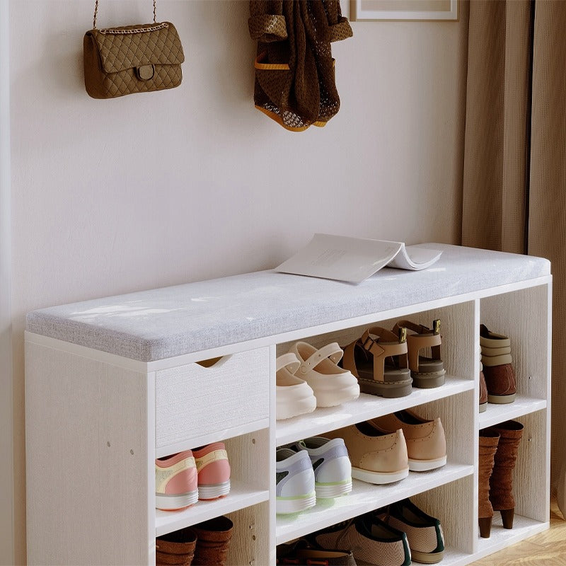 Pantofar cu Șezut și Pernă 100cm – Bancă Hol Albă Stil Loft