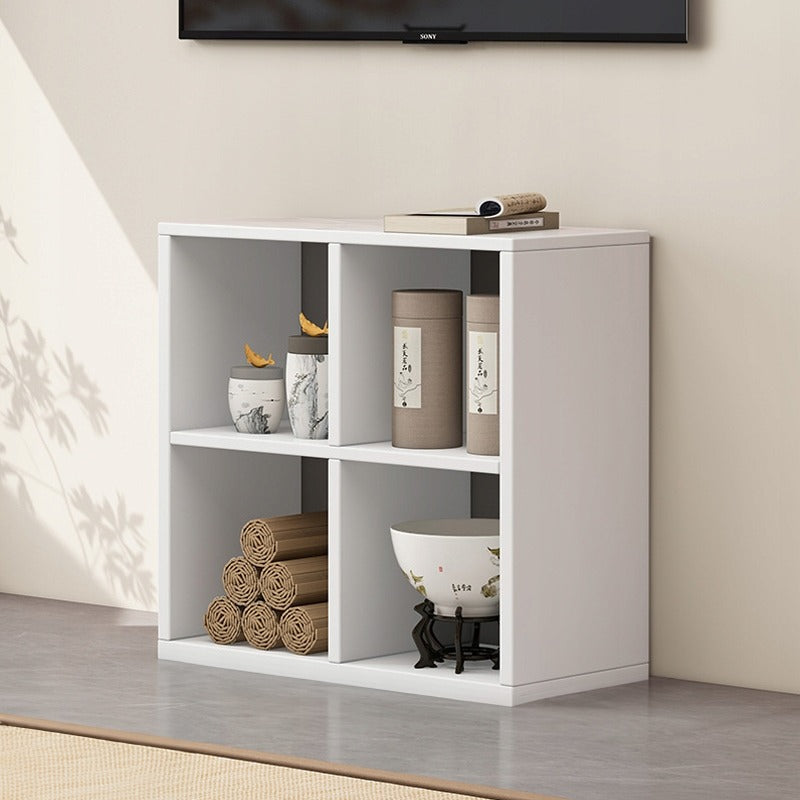 Raft Organizator cu 4 Compartimente, Biblioteca Tip Cub Alba din MDF, 60x30x60 cm