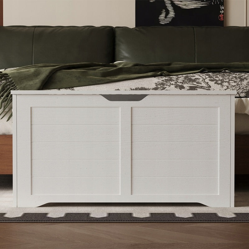 Cufar Mare Depozitare din Lemn pentru Lenjerie, Lada Alba Stil Loft, 100x50x46 cm