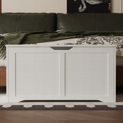 Cufar Mare Depozitare din Lemn pentru Lenjerie, Lada Alba Stil Loft, 100x50x46 cm