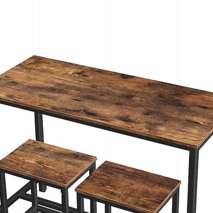 Set masă bar cu 2 scaune – 100 cm, MDF + metal, design industrial