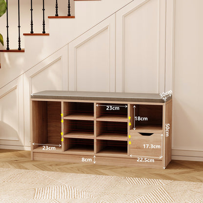 Banca pentru Hol cu Pantofar si Sezut Tapitat, Stejar Sonoma Stil Loft, 100x30x50 cm