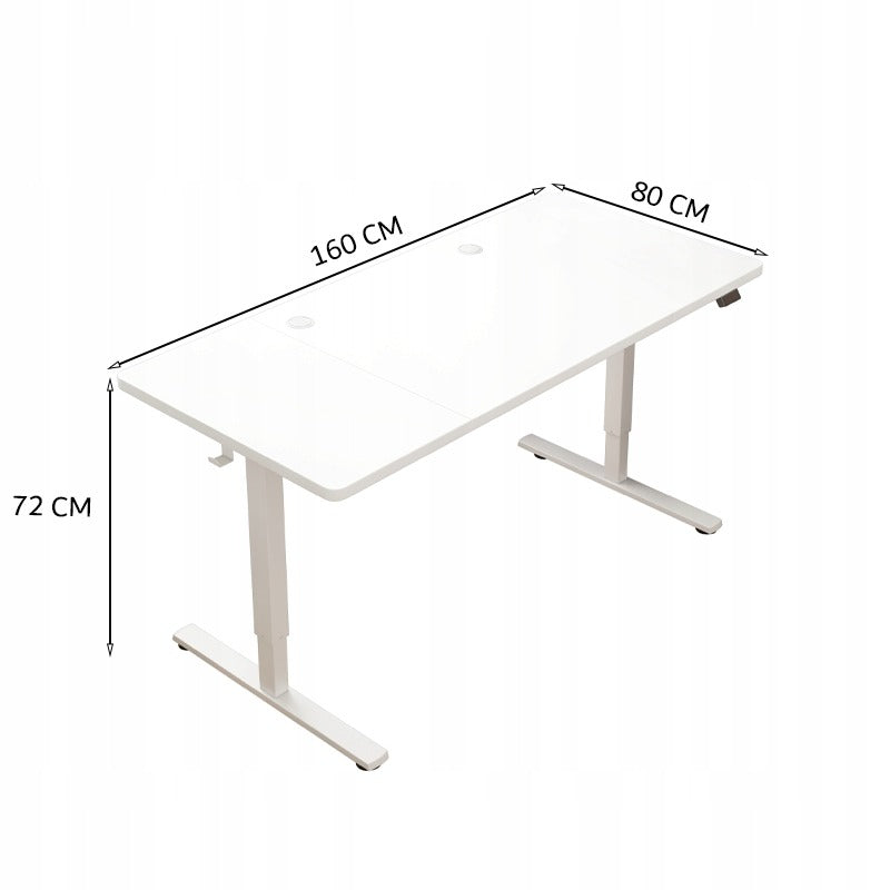 Birou Electric Reglabil pe Inaltime 160x80 cm, Alb, Ergonomic pentru Gaming si Office