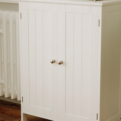 Dulap de Baie si Hol Independent cu 2 Usi, Alb, Stil Loft, 60x30x80 cm