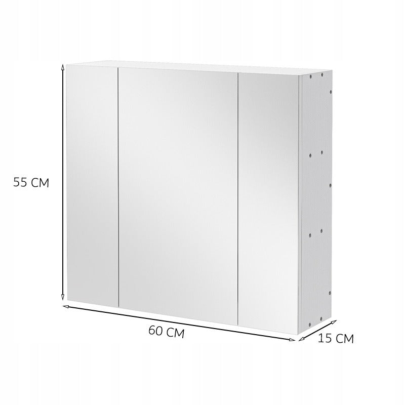 Dulap baie cu oglindă 60 cm – 3 uși, suspendat, modern