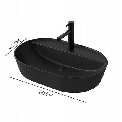 Lavoar ceramic 60 cm – negru, design modern, cu orificiu baterie