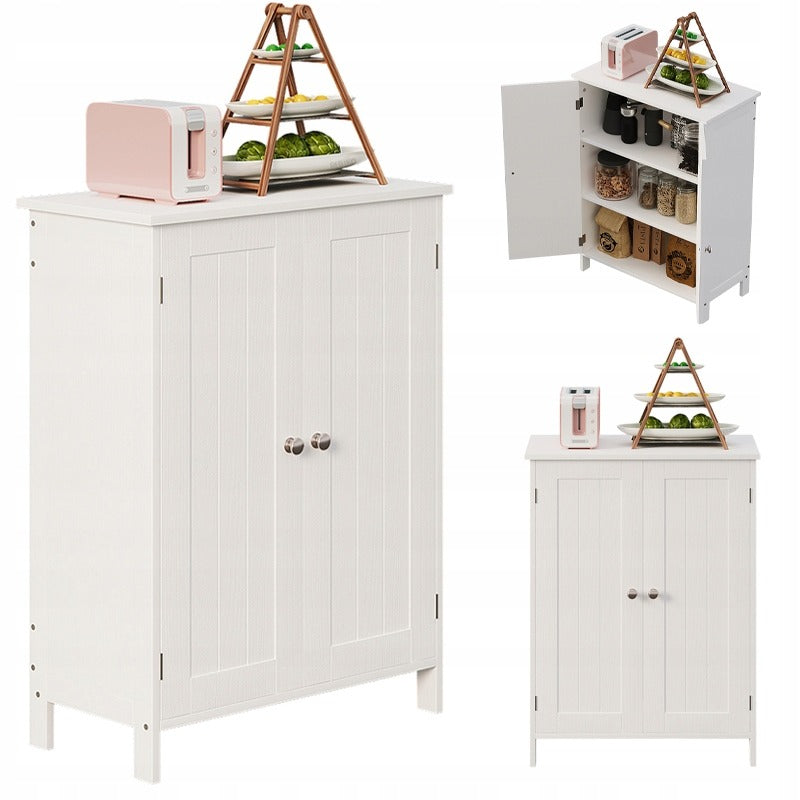 Dulap de Baie si Hol Independent cu 2 Usi, Alb, Stil Loft, 60x30x80 cm