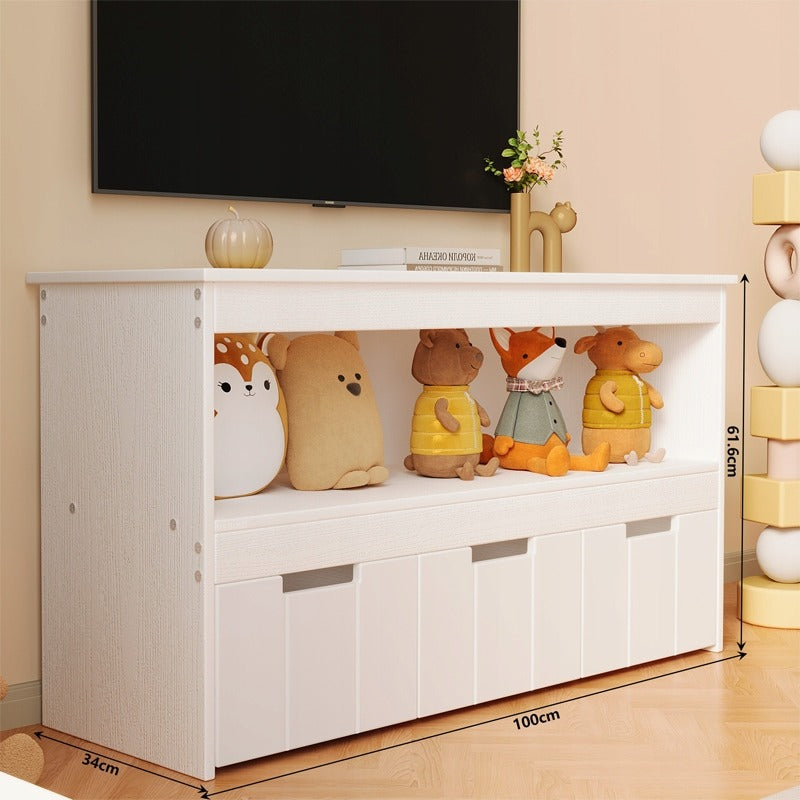 Raft Organizator pentru Jucarii si Carti Copii, Maro Rustic din MDF, 100 cm