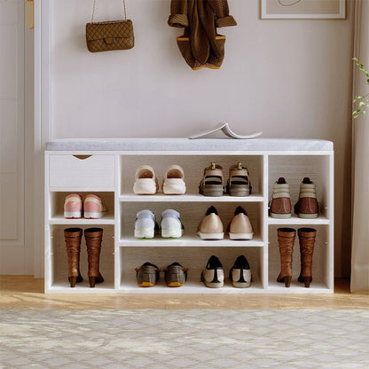 Pantofar cu Șezut și Pernă 100cm – Bancă Hol Albă Stil Loft