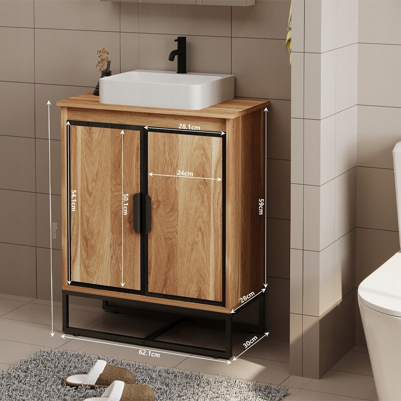 Masca Chiuveta Baie din MDF 82 cm, Dulap sub Lavoar Stejar Sonoma, 2 Usi