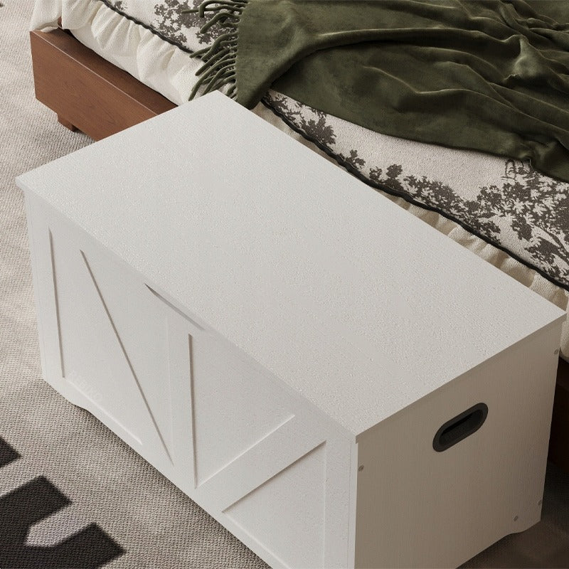 Lada Depozitare din Lemn pentru Lenjerie de Pat, Cufar Alb Stil Loft, 80x40x46 cm