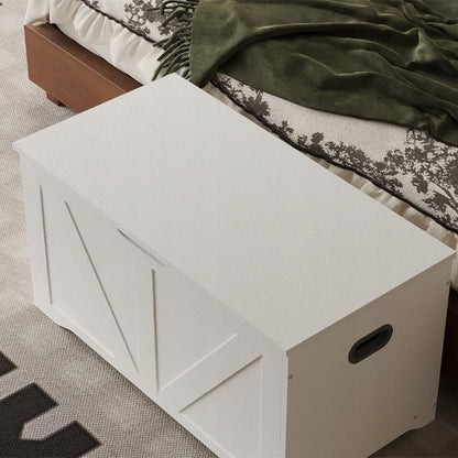 Lada Depozitare din Lemn pentru Lenjerie de Pat, Cufar Alb Stil Loft, 80x40x46 cm