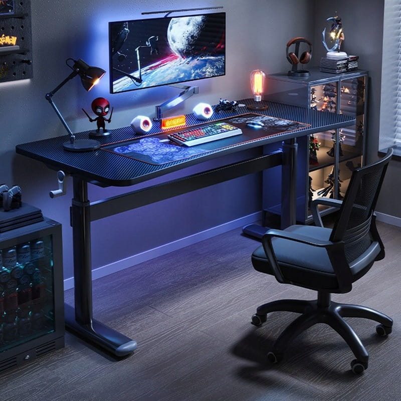Birou gamer reglabil 120x60 cm – carbon, 61-86 cm, ergonomic
