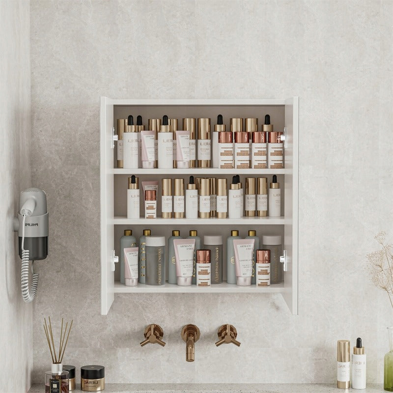 Dulap de Baie Suspendat cu Oglinda din MDF Rezistent la Umiditate, Alb, 60x22x60 cm
