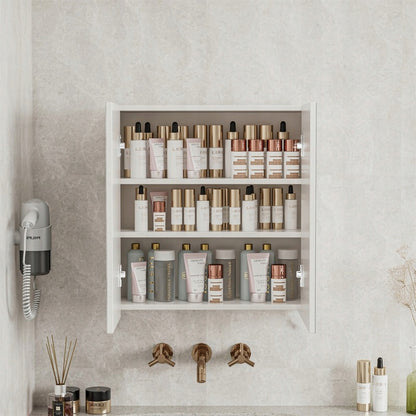 Dulap de Baie Suspendat cu Oglinda din MDF Rezistent la Umiditate, Alb, 60x22x60 cm