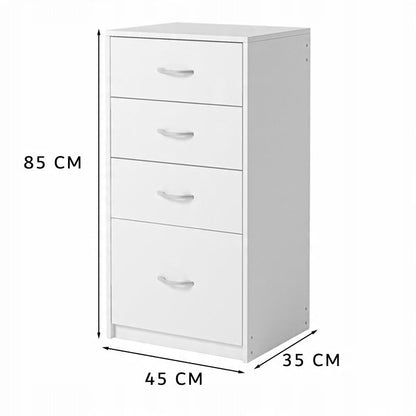 Dulap depozitare 85 cm – 4 sertare, alb, industrial