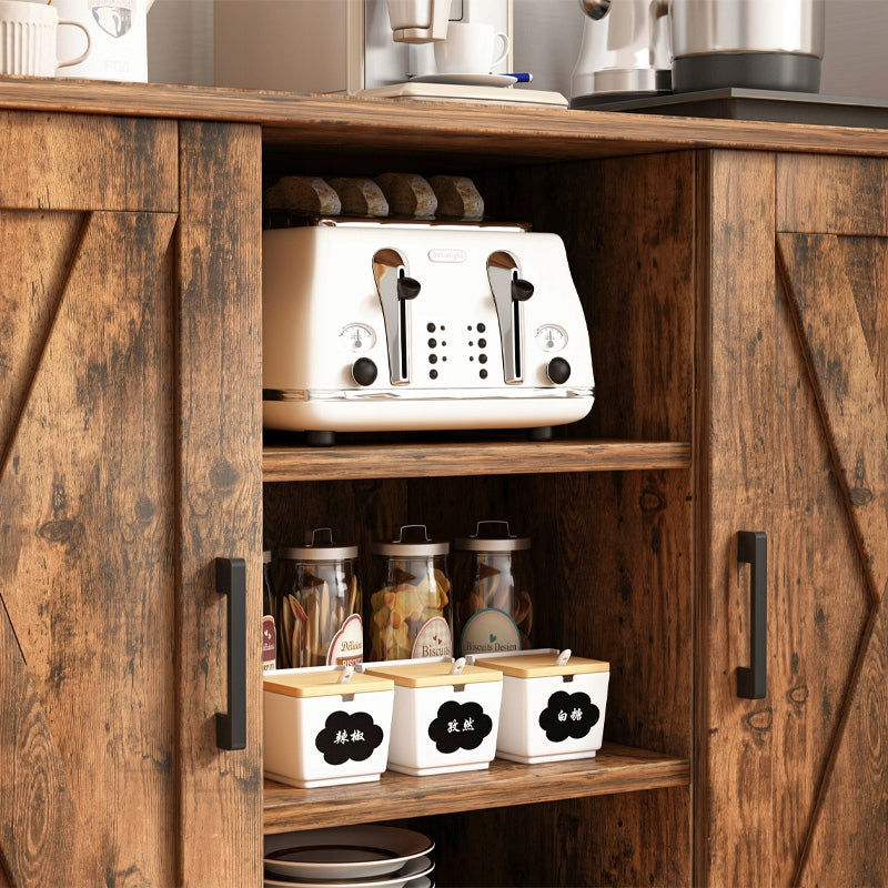 Dulap comodă 100 cm maro rustic – 2 sertare + polițe, design clasic
