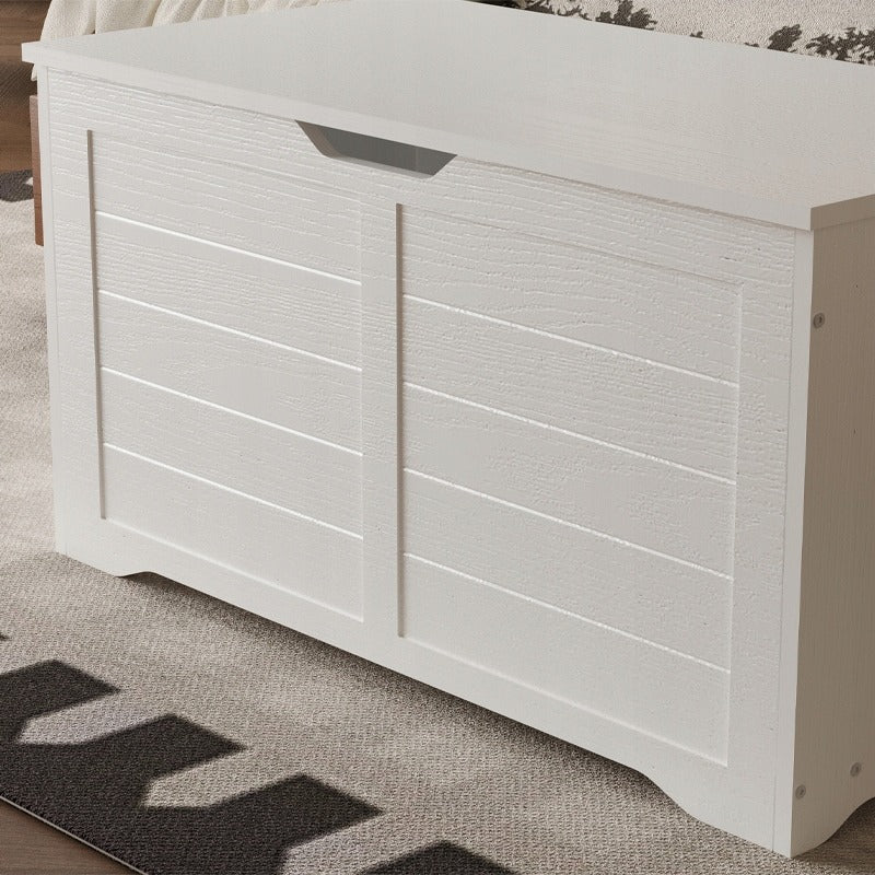 Cufar Mare Depozitare din Lemn pentru Lenjerie, Lada Alba Stil Loft, 100x50x46 cm