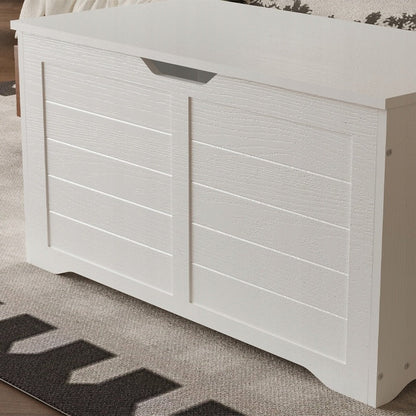 Cufar Mare Depozitare din Lemn pentru Lenjerie, Lada Alba Stil Loft, 100x50x46 cm