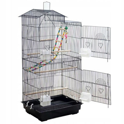 Colivie Tip Voliera Mare pentru Papagali si Canari, Metalica, Neagra, 46x35.5x99 cm