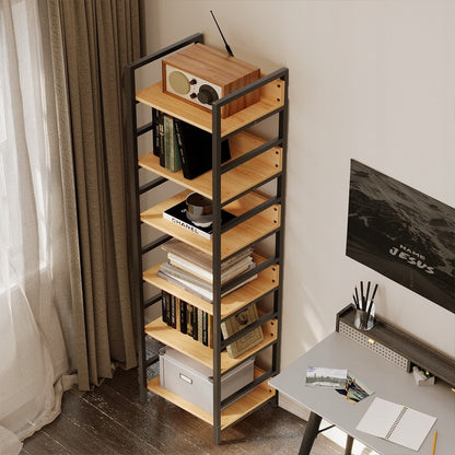 Biblioteca Inalta Stil Industrial Loft din Metal si Lemn Maro, 60x30x175 cm