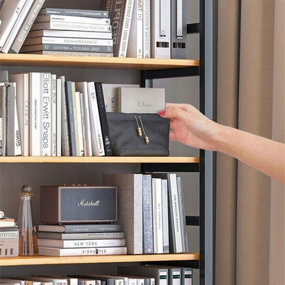 Biblioteca Inalta Stil Industrial Loft cu 6 Rafturi din Metal si Lemn, 80x30x174 cm