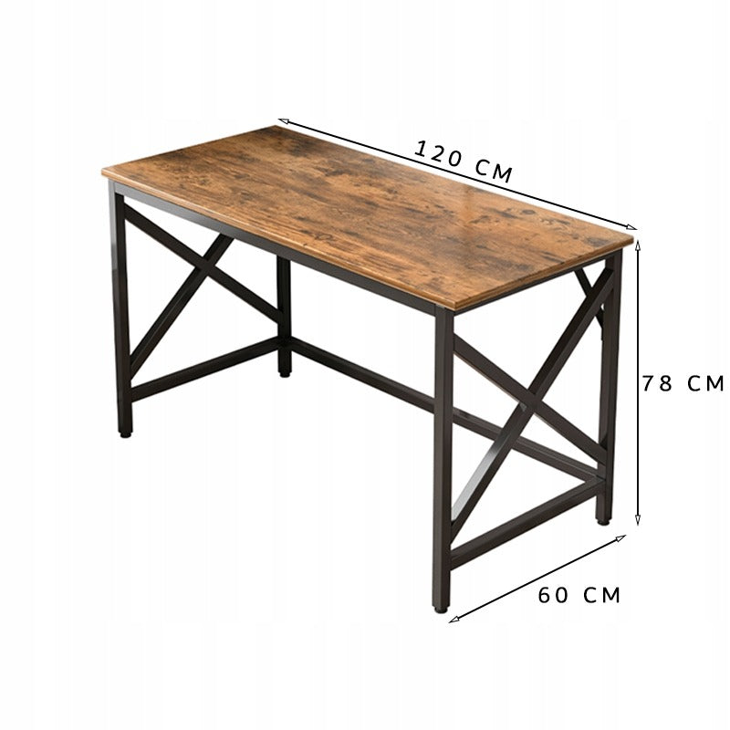 Birou Industrial Stil Loft 120x60x78 cm, Masa Maro Rustic cu Cadru Metalic