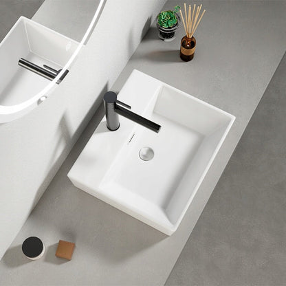 Lavoar pe Blat cu Orificiu Robinet 41x36 cm – Chiuvetă Ceramică Alb Lucios
