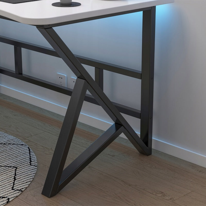 Birou gamer 120x60 cm – alb, stil loft, MDF + metal