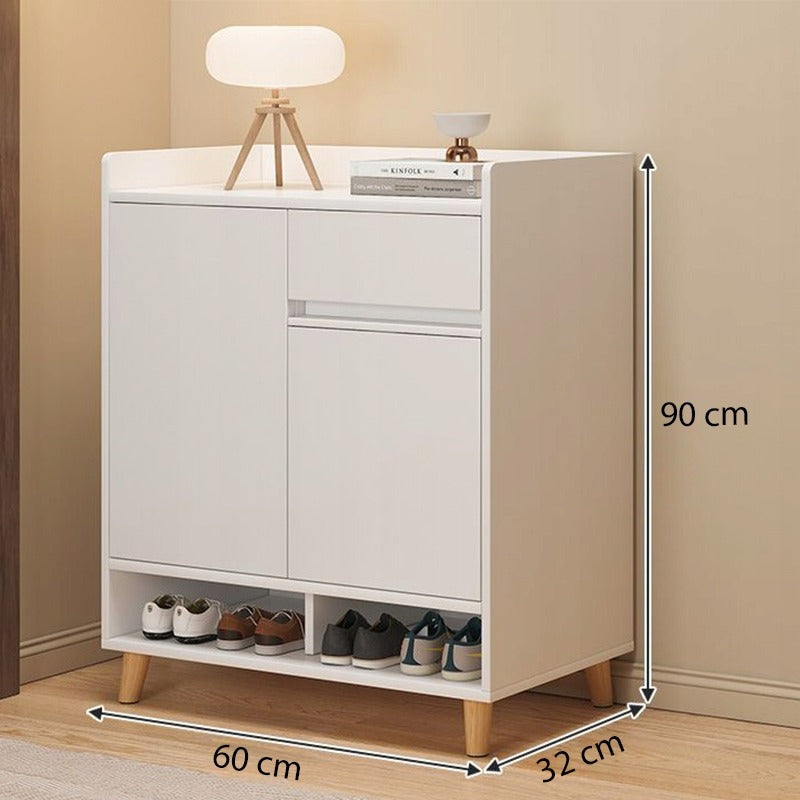 Pantofar Alb cu Sertar 60cm – Comodă Modernă pentru Pantofi fără Mânere