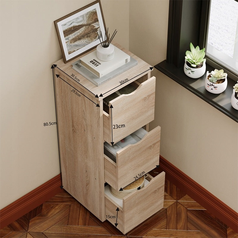 Comoda Turn Ingusta cu Sertare, Dulapior Baie si Hol Stejar Rustic, 30x30x80 cm
