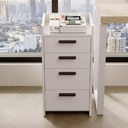 Container Birou Independent cu 4 Sertare, Comoda Alba din Lemn, 36x35x70 cm