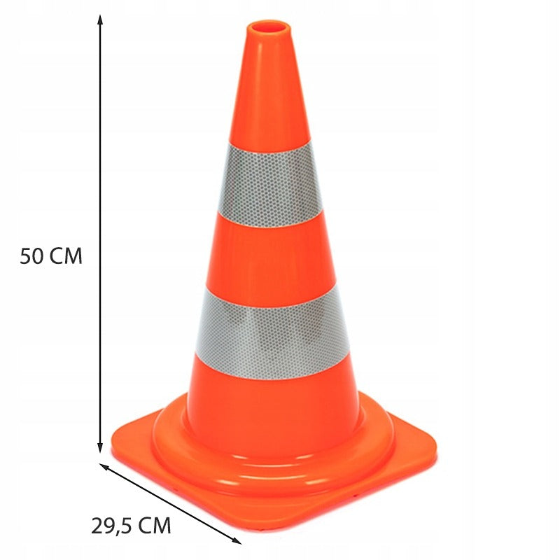 Con de Trafic Reflectorizant din PVC Moale cu Baza Grea, Portocaliu, 50 cm