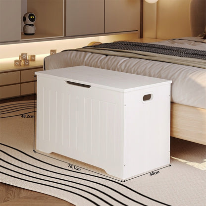 Lada Depozitare din Lemn pentru Lenjerie de Pat, Cufar Alb Loft, 76x40x48 cm