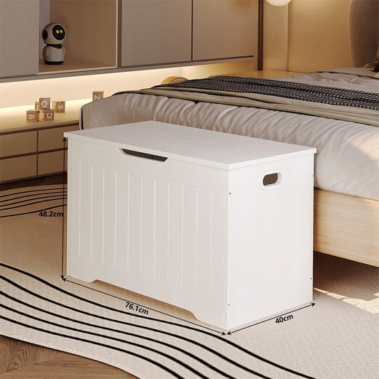 Lada Depozitare din Lemn pentru Lenjerie de Pat, Cufar Alb Loft, 76x40x48 cm