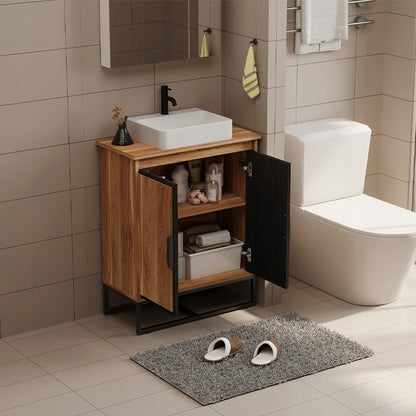 Masca Chiuveta Baie din MDF 82 cm, Dulap sub Lavoar Stejar Sonoma, 2 Usi