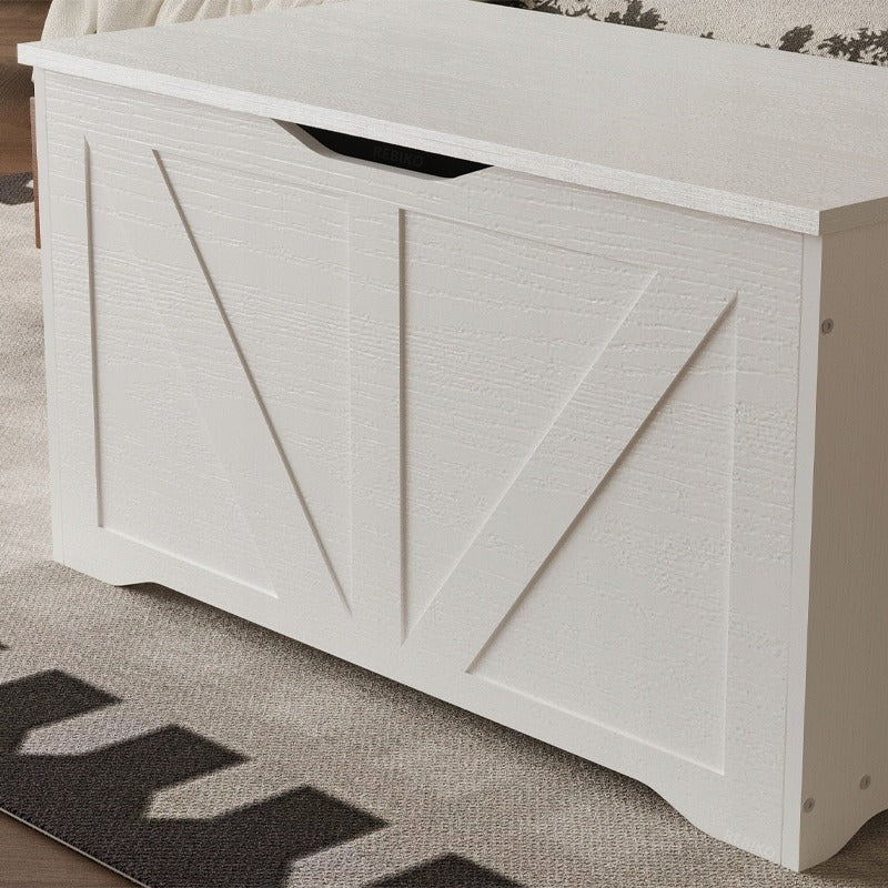 Lada Depozitare din Lemn pentru Lenjerie de Pat, Cufar Alb Stil Loft, 80x40x46 cm