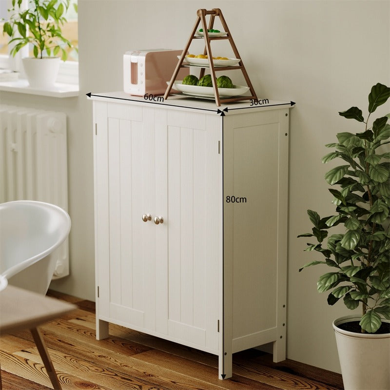 Dulap de Baie si Hol Independent cu 2 Usi, Alb, Stil Loft, 60x30x80 cm