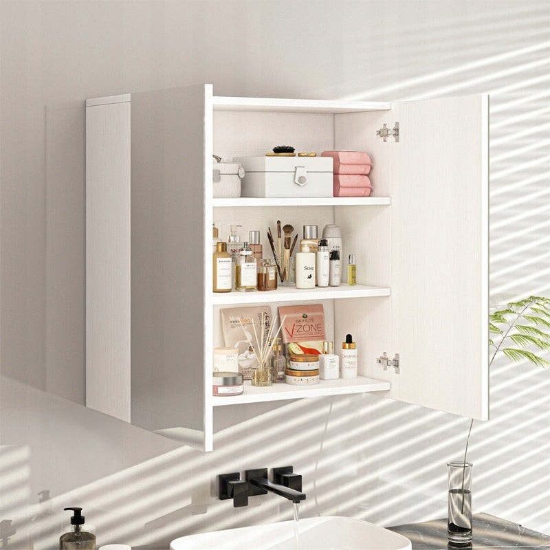 Dulap de Baie Suspendat cu Oglinda din MDF Rezistent la Umiditate, Alb, 60x22x60 cm