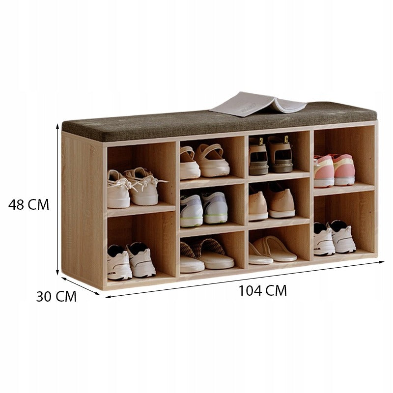Pantofar cu Șezut și Pernă 104cm – Bancă Hol Stil Loft – Maro/Negru
