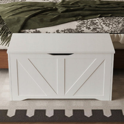 Lada Depozitare din Lemn pentru Lenjerie de Pat, Cufar Alb Stil Loft, 80x40x46 cm